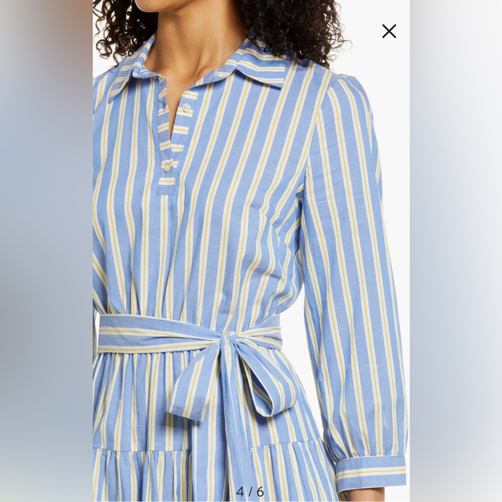 ELIZA J Stripped Belted Shirtdress SIZE: 6 - Picture 8 of 14